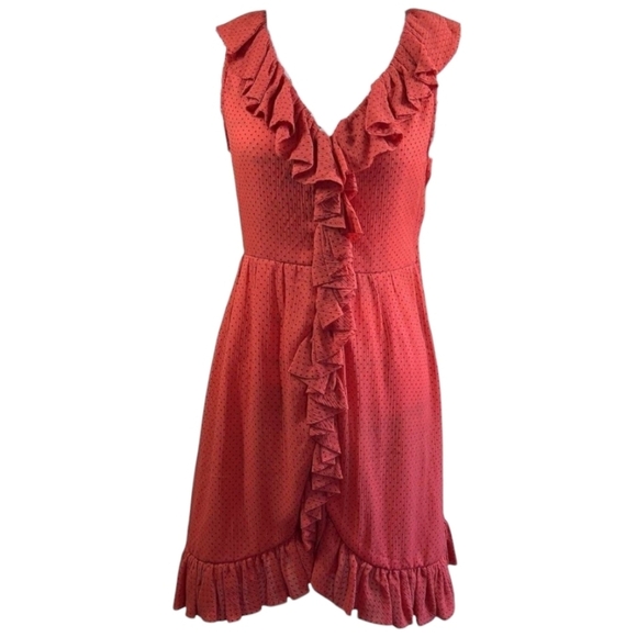 Marc by Marc Jacobs Coral black polka dot sleeveless Ruffle silk Dress 2 - Picture 1 of 9